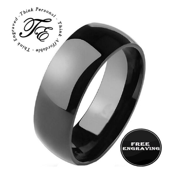 Personalized Engraved  Women's black Promise Ring - Black Promise Ring For Girls - Picture 8 of 8